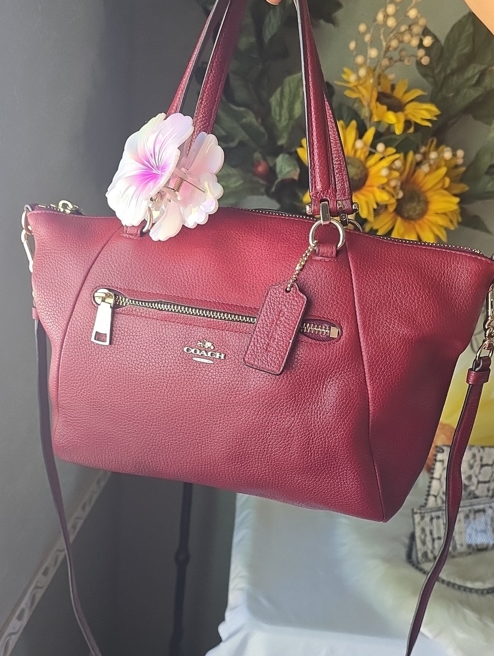 Coach Kelsey Rasberry Pebbled Leather Shoulder Bag E1581-34340